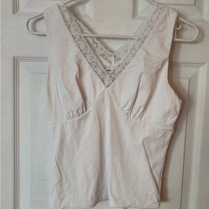 White Lace V-Neck Tank Top - ORIGINALLY 34.00